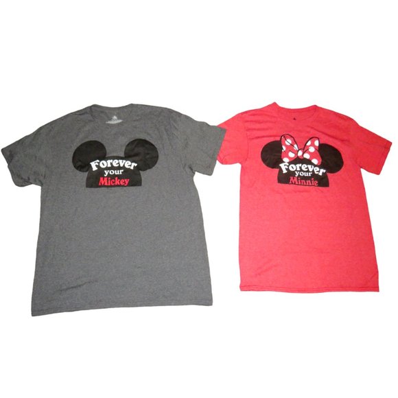 Disney Couples Set Forever Yours T-Shirts Minnie Size Small, Mickey Size Large - Picture 10 of 12